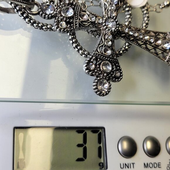 Cross Pendant Necklace with Rhinestones - Picture 6 of 14